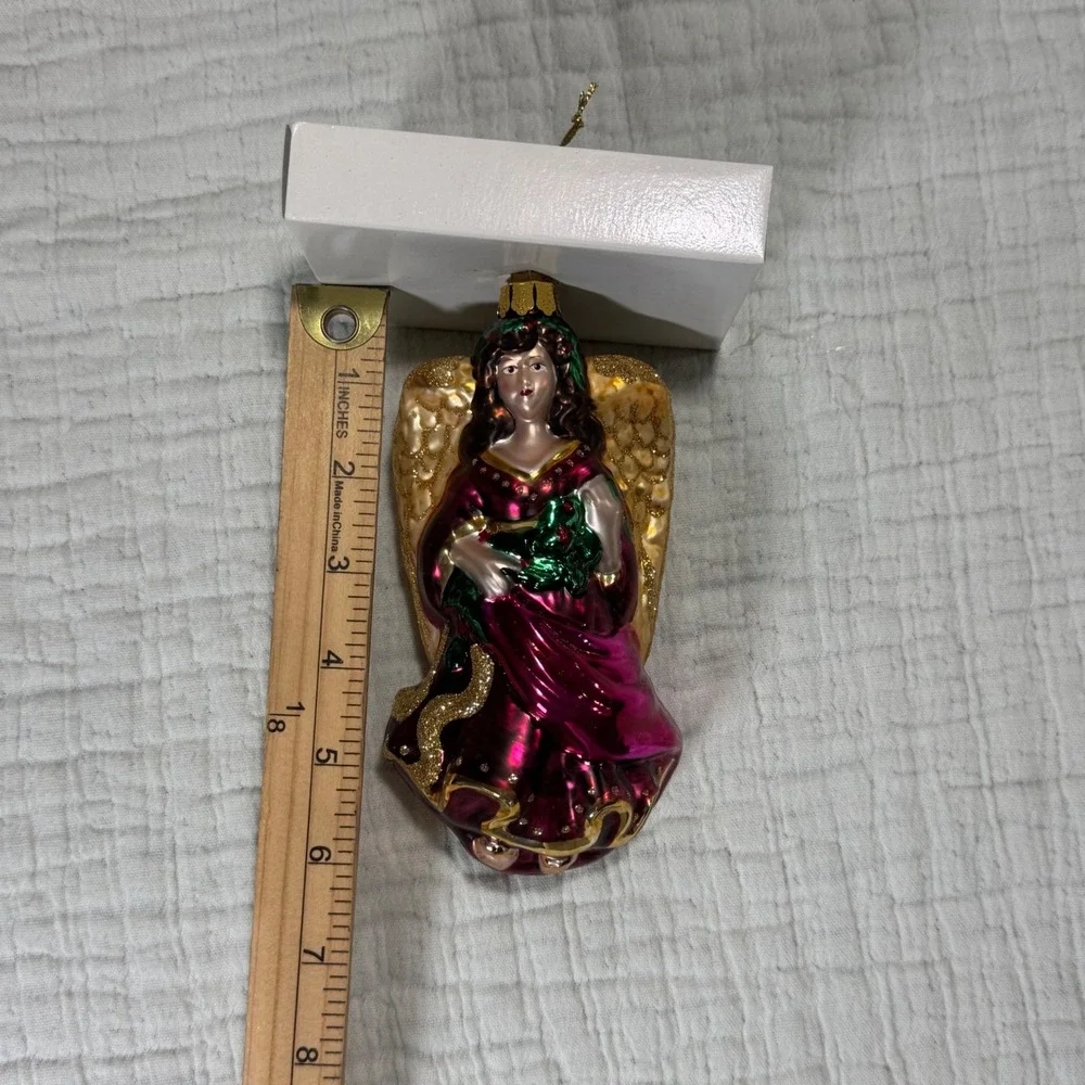 Vintage Brass Key‎ Large Glass Ornament Classic Angel Christmas Treasures